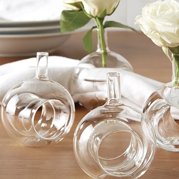 Vintage Dining Vintage Pretty Set Up Hand Blown Glass Napkin Ring